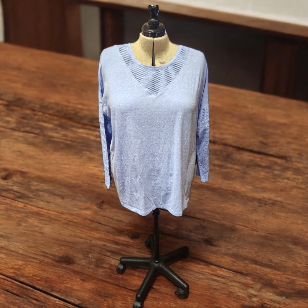 Bryant Light Blue Long Sleeve T-shirt with Mesh Detail - Picture 3 of 9